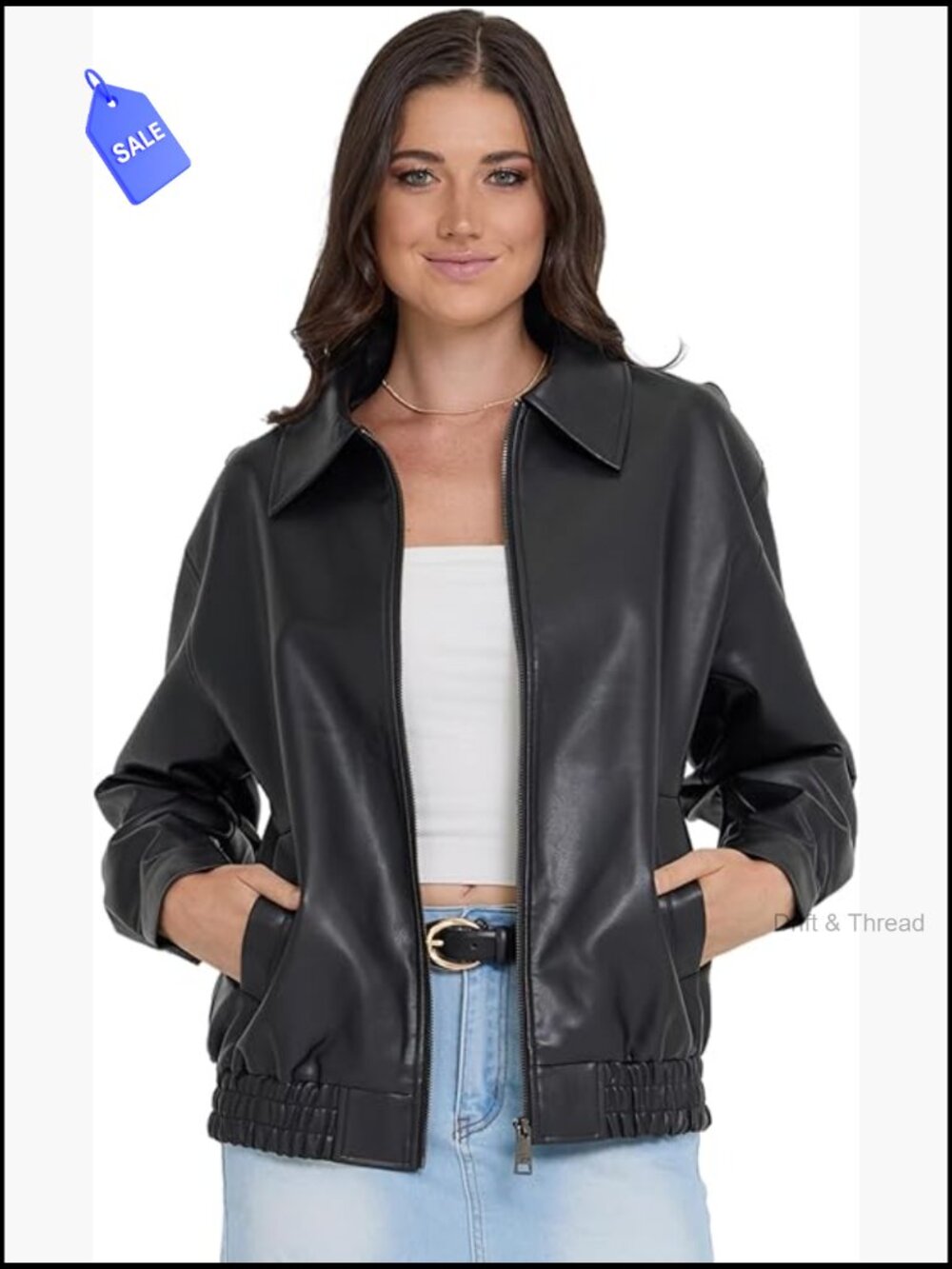 Faux Leather Oversized Bomber Jacket - Plus Size Moto